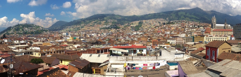 The view of Quito Old Town from our lodgings on the first morning.
